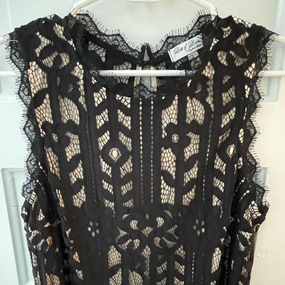 Black Sleeveless Lace Dress w/Tan Lining - Picture 4 of 14